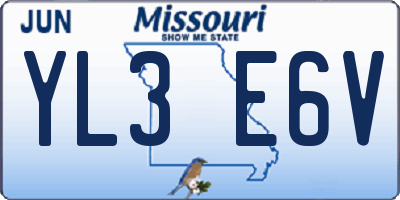 MO license plate YL3E6V