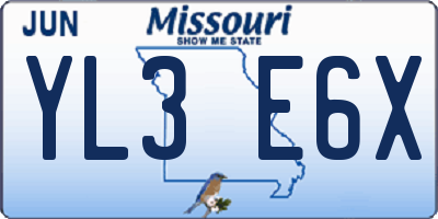 MO license plate YL3E6X