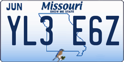MO license plate YL3E6Z