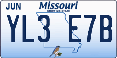 MO license plate YL3E7B