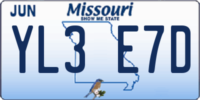 MO license plate YL3E7D