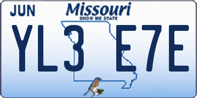MO license plate YL3E7E