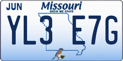MO license plate YL3E7G