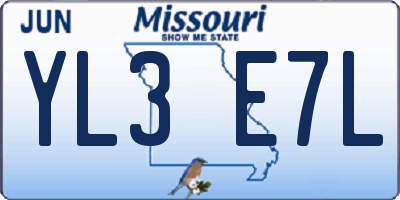 MO license plate YL3E7L