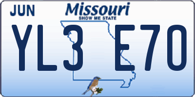 MO license plate YL3E7O