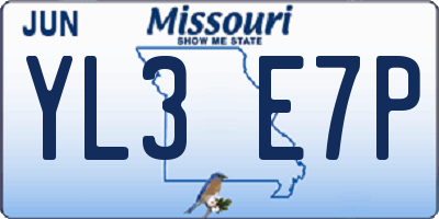MO license plate YL3E7P