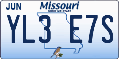 MO license plate YL3E7S
