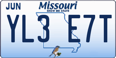 MO license plate YL3E7T