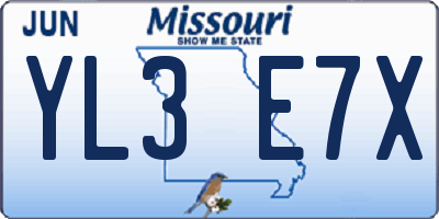 MO license plate YL3E7X
