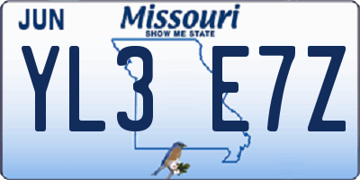 MO license plate YL3E7Z