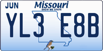 MO license plate YL3E8B