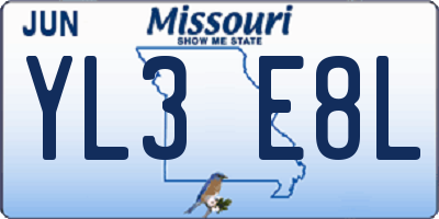 MO license plate YL3E8L