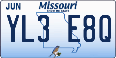 MO license plate YL3E8Q