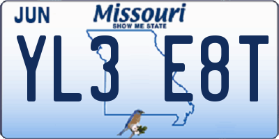 MO license plate YL3E8T