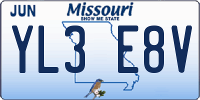 MO license plate YL3E8V