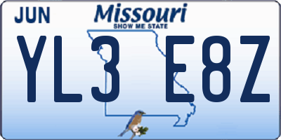 MO license plate YL3E8Z