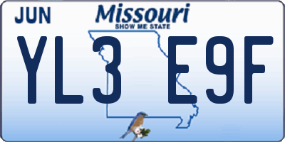 MO license plate YL3E9F