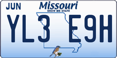 MO license plate YL3E9H