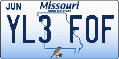 MO license plate YL3F0F