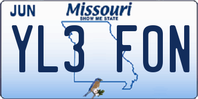 MO license plate YL3F0N