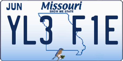 MO license plate YL3F1E