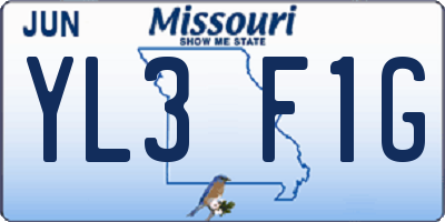 MO license plate YL3F1G