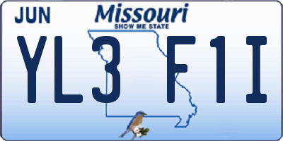 MO license plate YL3F1I