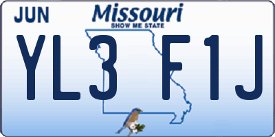 MO license plate YL3F1J