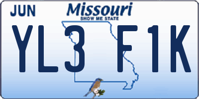 MO license plate YL3F1K