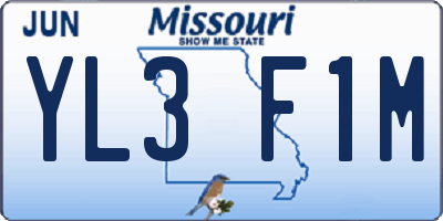 MO license plate YL3F1M