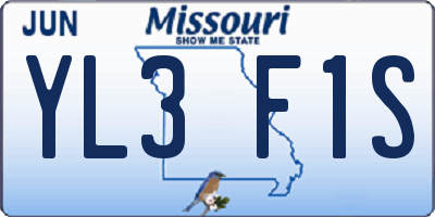 MO license plate YL3F1S