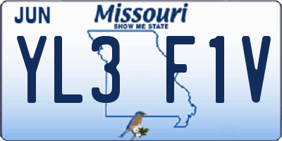 MO license plate YL3F1V