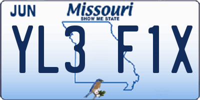 MO license plate YL3F1X