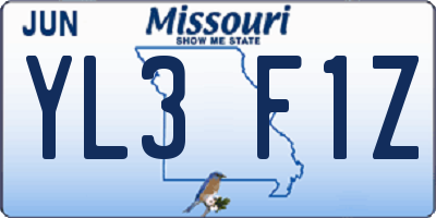 MO license plate YL3F1Z