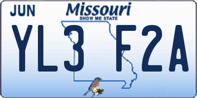 MO license plate YL3F2A