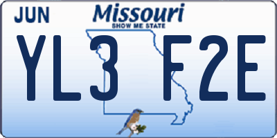 MO license plate YL3F2E