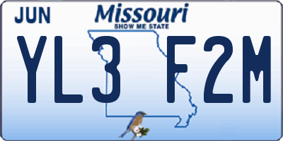MO license plate YL3F2M