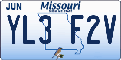 MO license plate YL3F2V