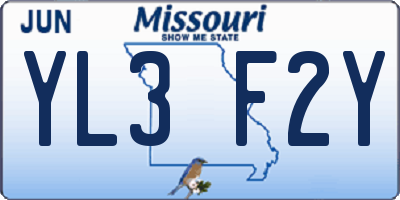 MO license plate YL3F2Y