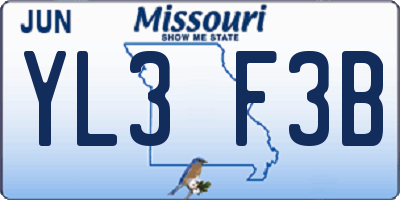 MO license plate YL3F3B
