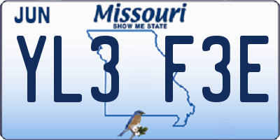 MO license plate YL3F3E