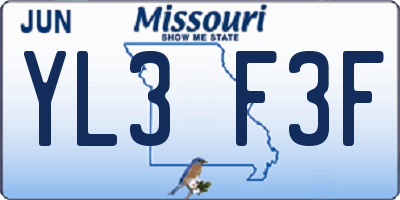 MO license plate YL3F3F
