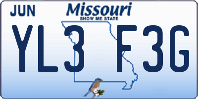MO license plate YL3F3G