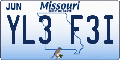 MO license plate YL3F3I