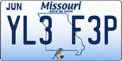 MO license plate YL3F3P