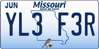 MO license plate YL3F3R