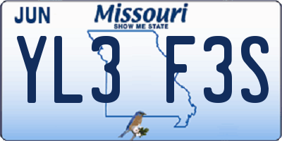 MO license plate YL3F3S