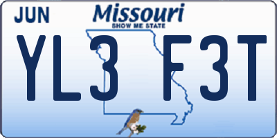 MO license plate YL3F3T