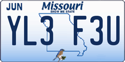 MO license plate YL3F3U