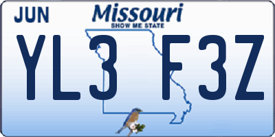 MO license plate YL3F3Z